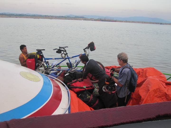 Loading the bike onto the ferry